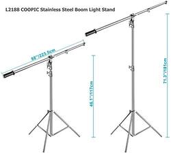 Coopic Stainless Steel Boom Light Stand, L2188, Silver