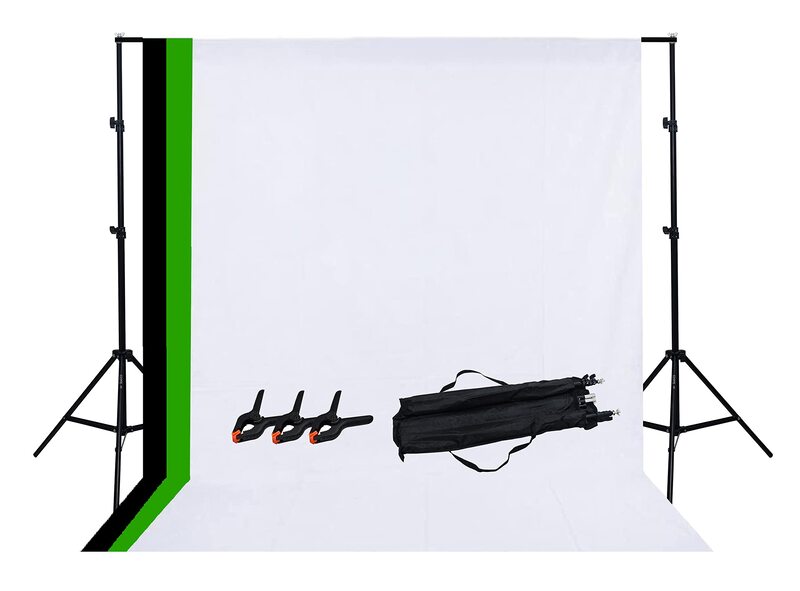 Coopic Backdrop Background Stand, 3 Pieces, White/Green/Black