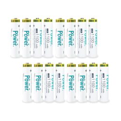 Dmkpower Rechargeable 1100 mAh Nimh 1.2V Low Self Discharge for AAA Battery, 16 Pieces, White