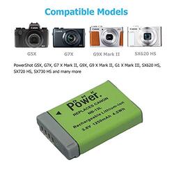 DMK Power NB-13L Battery for Canon Powershoot G5X, G7X, G9X Cameras, Green