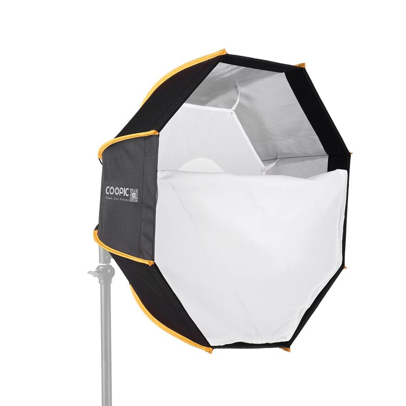 Coopic CS-60H Lightweight Deep Soft Box with S2 Metal Type Bracket, 2 x Diffuser Sheets, Honeycomb & Carrying Case for All Flash Speedlights, Black/White