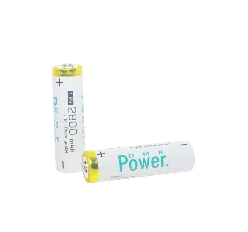 Dmkpower Rechargeable 2800 mAh 1.2V NiMH Low Self Discharge High Capacity AA Batteries, 2 Pieces, White
