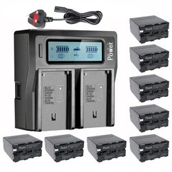 DMK Power 8 Piece NP-F970/NP-F960 9800mAh Battery & 1 x DC-01 Digital Dual Battery Charger made for LED Photo Video Lights & Monitor only Not for Cameras & Camcorder, Black