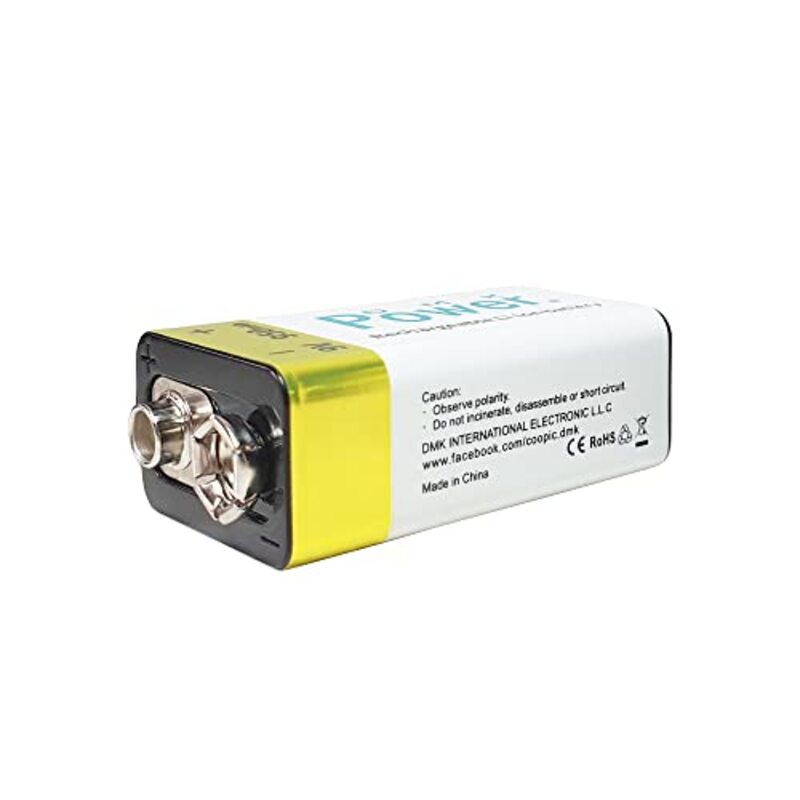 DMK Power 9V 950mAh Rechargeable Li-ion Batteries with Battery protection Box Low Self-Discharge Square Battery, White