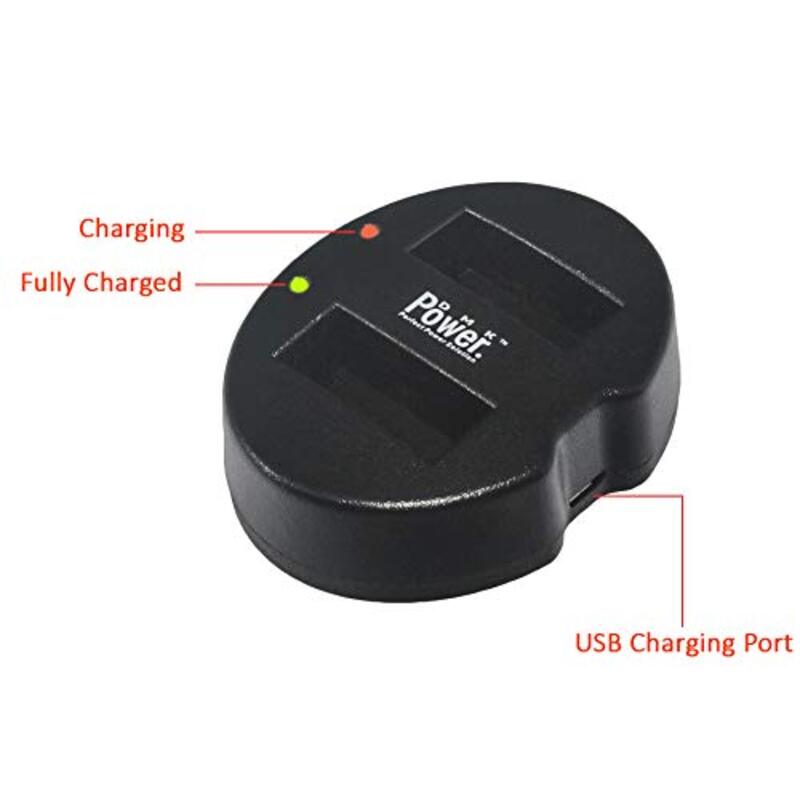 DMK Power LP-E6 Double USB Battery Charger for Canon 5DII III,6D,7D 7DII, 70D,80D, Black