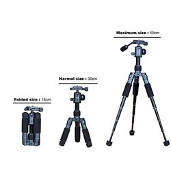 Coopic T10 Heavy Duty Camera Mount Portable Tripod Stand with Non Skid Feet and Pan Bar Included for iPhone, Android Phone, DSLR, Black