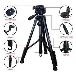 Coopic T690 Light Weight Tripod with Carrying Bag for Canon & Nikon Cameras, Black