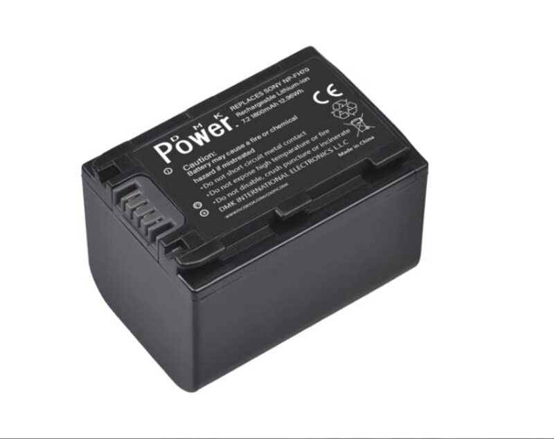DMK Power 2 x NP-FH70 7.2V / 1800mAh Rechargeable Replacement Battery & TC600C Battery Charger for Sony Cameras, Black