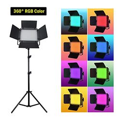 Coopic 2-Piece RGB-216 9800mAh LED Video Light with Stand F970 TFT Colour Display/High CRI LED/2500-8500K/360 Full Colour/9 Types of Scenes Led Light, White