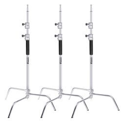 Coopic C40 3M Stainless Steel Heavy Duty C-Stand Silver 3 Piece, Silver