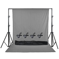 Coopic S06 Backdrop With Video Stand & 4 Heavy Clamps & Carrying Bag for Photography Studio, Grey