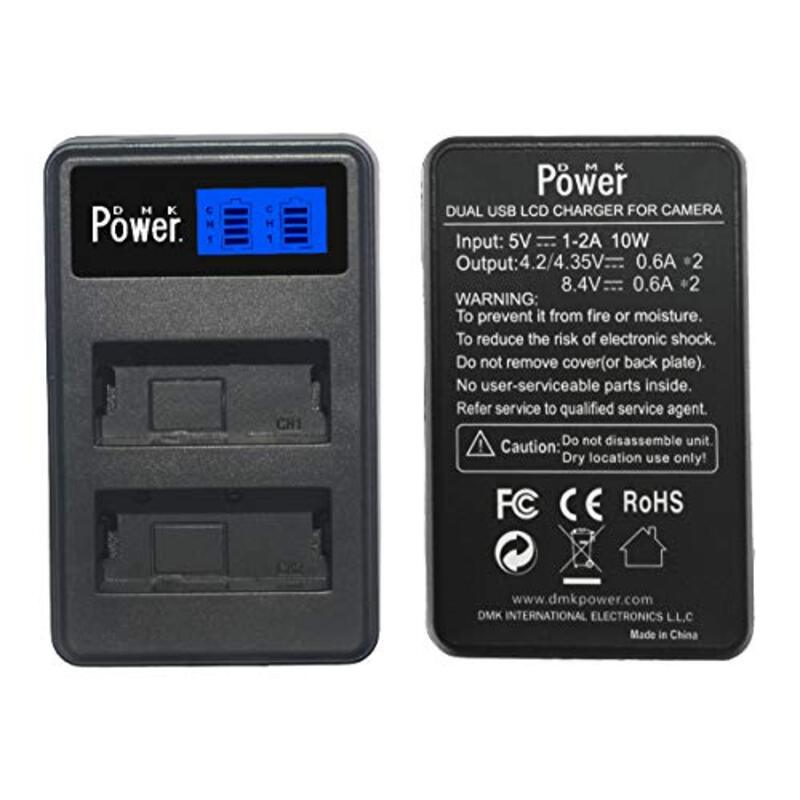 DMK Power NP-W126 LCD Dual USB Battery Charger for FUJI FinePix X-T1 X-T10 X-Pro1, Black