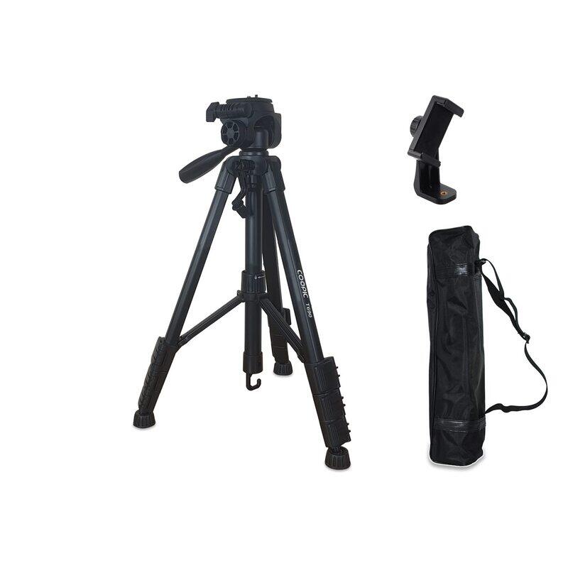 Coopic T690 Adjustable Light weight Tripod with Carrying Bag for Canon & Nikon Cameras, Black