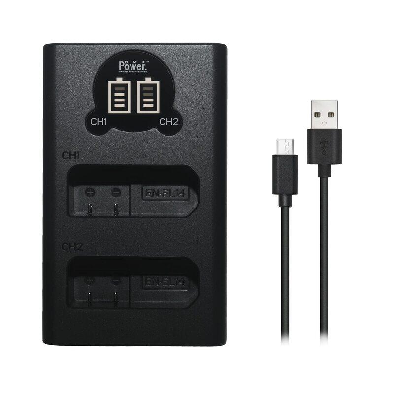 

Nikon DMK Power EN-EL14 Mini Portable Dual USB LCD Charger, Black