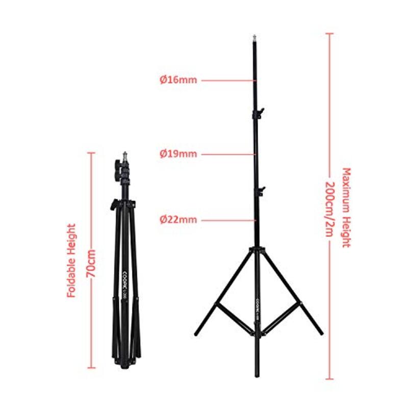 Coopic 200-cm L-200 Professional Heavy Duty Light Stands for Photography and Video Lighting, Black