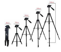 Coopic T690 Light Weight Portable Aluminum Camera Tripod for Canon Nikon Sony DSLR Camera with Carry Case, Black