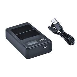 DMK Power NP-W126 LCD Dual USB Battery Charger for FUJI FinePix X-T1 X-T10 X-Pro1, Black