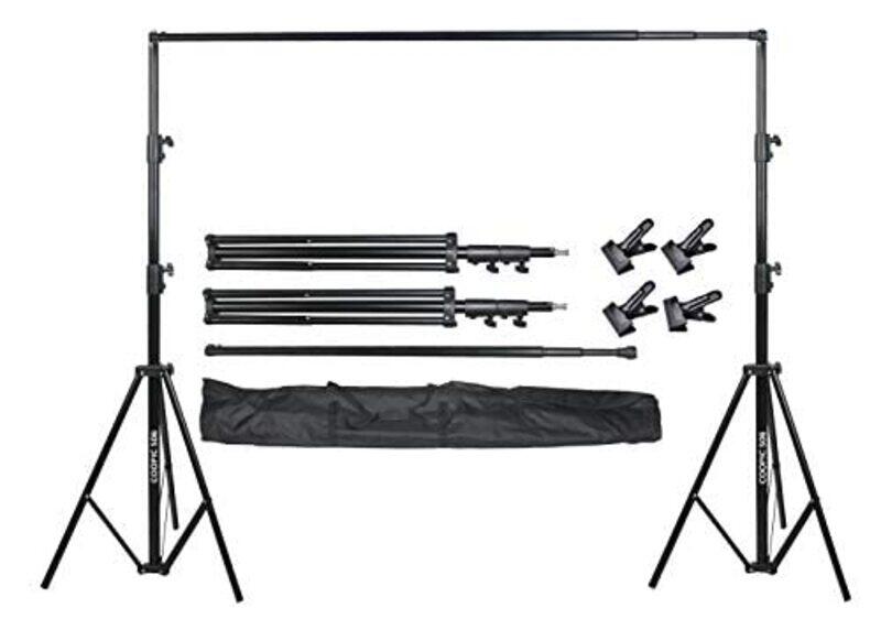 

Generic Coopic S06 2.8m x 3.2m Heavy Duty Adjustable Backdrop Support System Photography Studio Video Stand with 4 Clamps 1 Carrying Bag, Multicolour