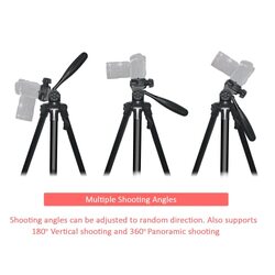 Coopic T590 Compact Portable Light Weight Aluminum Travel Tripod for DSLR Camera with Carry Case, Black