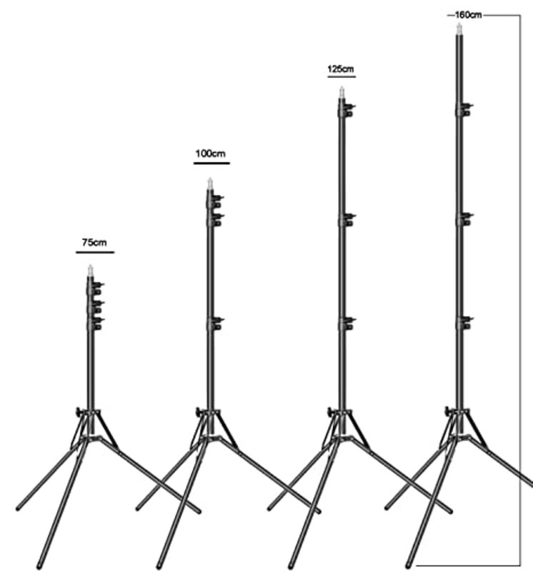 Coopic L-160 Compact Portable Height Reverse Legs Aluminum Light Stand for Photo Studio Video Lighting, Black