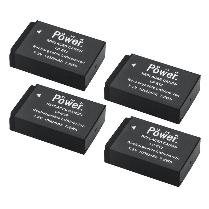 

DMK Power 4 Piece LP-E12 1050mAh Battery for Canon EOS M/100D/EOSM/EOS100D Cameras, Black