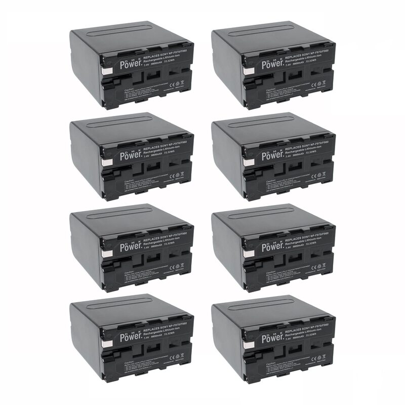 DMK Power 8 Piece NP-F970 9800mAh Batteries for LED Video Light & Monitor Not for Cameras, Black