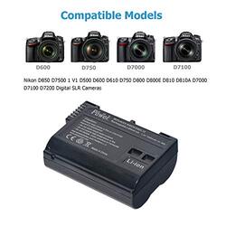 DMK Power EN-EL15A Battery & LCD Quick Charger for Nikon Digital SLR Cameras, Black