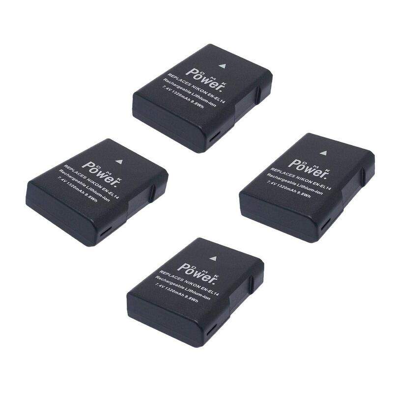 

DMK Power 4 Piece EN-EL14 Battery for Nikon D3100 D3200 D5100 D5200 D5300 COOLPIX P7800 P7700 Camera, Black