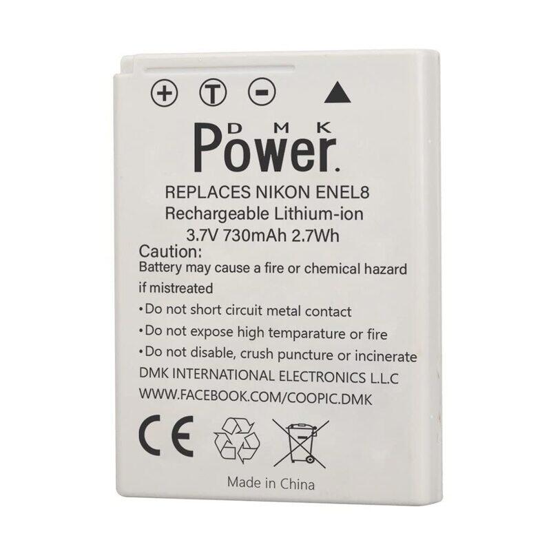 

Dmkpower EN-EL8 730mAh Li-Ion Rechargeable Battery for Nikon Coolpix P1 P2 S1 S2 S3 S5 S6 S7 S8 S50 Cameras, White