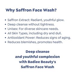 Badiee Beauty Saffron Face Wash, Herbal Extract Face Cleanser for Men and Women, Clean Dirt in Pores and Let Skin Breath Smooth, 60 ml