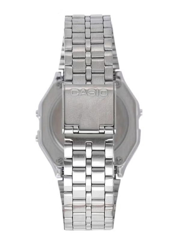 Casio Digital Watch for Men with Stainless Steel Band, Water Resistant, A159WA-N1DF, Silver-Black