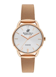 Beverly Hills Polo Club Analog Watch for Women with Stainless Steel Band, Water Resistant, Bp3299c.430, Rose Gold-Silver