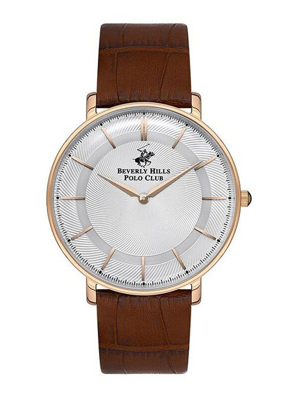 

Polo Beverlly Hills Beverly Hills Polo Club Analog Watch for Men with Leather Band, BP3322X.432, Brown-Silver