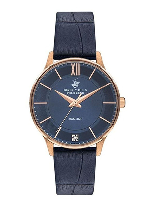 Beverly Hills Polo Club Analog Watch for Women with Leather Band, BP3310X.499, Blue