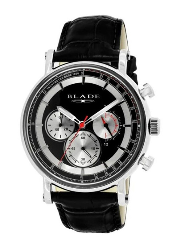 

Blade Aura 54 Analog Watch for Men with Leather Band, Water Resistant & Chronograph, 3634g1sun, Black