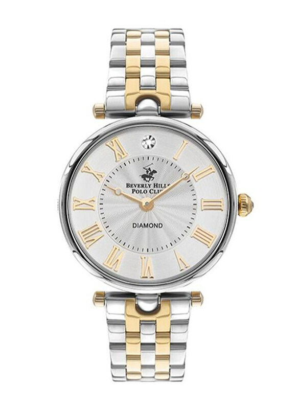 

Polo Beverlly Hills Beverly Hills Polo Club Analog Watch for Women with Stainless Steel Band, BP3335X.230, Silver-Gold/White