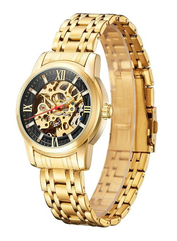 Kenneth Scott Analog Watch for Men with Stainless Steel Band, K22311-GBGB, Gold-Black