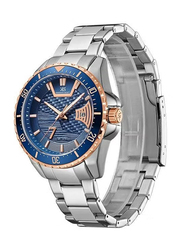 Kenneth Scott Analog Watch for Men with Stainless Steel Band, K22040-SBSN, Silver-Blue