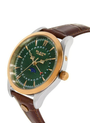 Blade Analog Watch for Men with Leather Band, 3618G1UED, Brown-Green