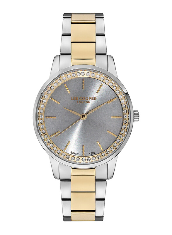 

Lee Cooper Analog Watch for Women with Stainless Steel Band, Water Resistant, LC07229.230, Silver-Silver/Gold