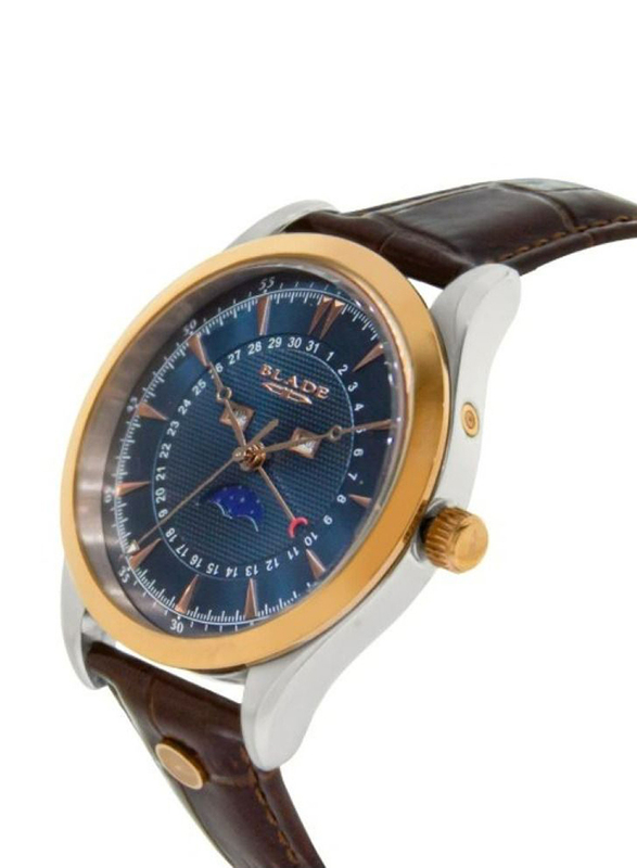 Blade Belair Analog Watch for Men with Leather Band, 3618G1UBO, Brown/Blue