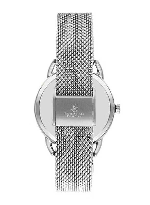 Beverly Hills Polo Club Analog Watch for Women with Mesh Band, BP3299C.230, Silver-White
