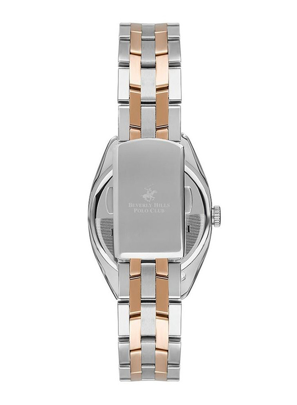Beverly Hills Polo Club Analog Watch for Women with Stainless Steel Band, BP3270X.520, Silver/Rose Gold-White