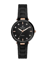 Beverly Hills Polo Club Analog Watch for Women with Stainless Steel Band, BP3102X.850, Black