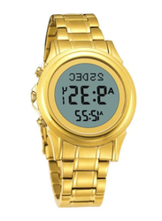 Al-Harameen Digital Watch Unisex with Stainless Steel Band, Water Resistant, HA-6382, Gold-Transparent