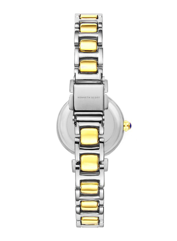 Kenneth Scott Analog Wrist Watch for Women with Alloy Band, Water Resistant, K22520-TBTM, White/Gold-Silver/Gold