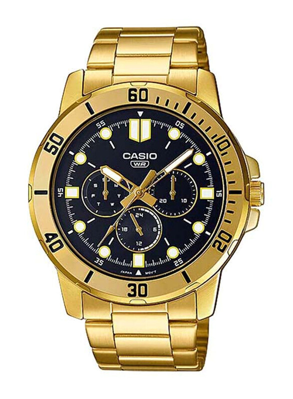

Casio Quartz Analog Watch for Men with Stainless Steel Band, Water Resistant & Chronograph, MTP-VD300G-1EUDF, Gold-Blue