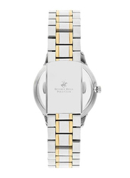 Beverly Hills Polo Club Analog Watch for Women with Stainless Steel Band, BP3348X.230, Silver-Gold/White