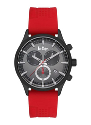 Lee Cooper Analog Watch for Men with Silicone Band, Water Resistant & Chronograph, Lc07206.668, Red-Black