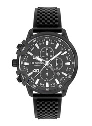 Lee Cooper Analog Watch for Men Silicone Band, Water Resistant & Chronograph, LC07470.651, Black/Black
